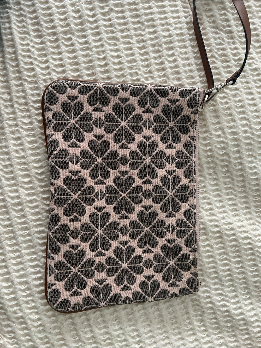 kate spade Pink and Khaki / Tan Floral Jacquard Wristlet